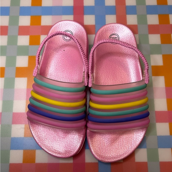 Pink/Rainbow Size 11-12 Little Girls Wonder Nation Toddler Girls Slides - Picture 3 of 3